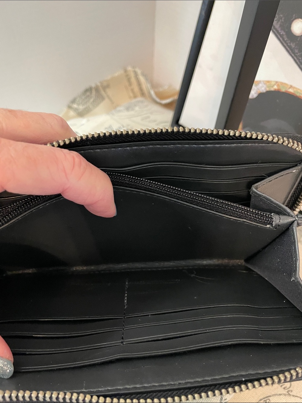 Coach Black and Gray Signature Zip Wallet - Picture 12 of 16